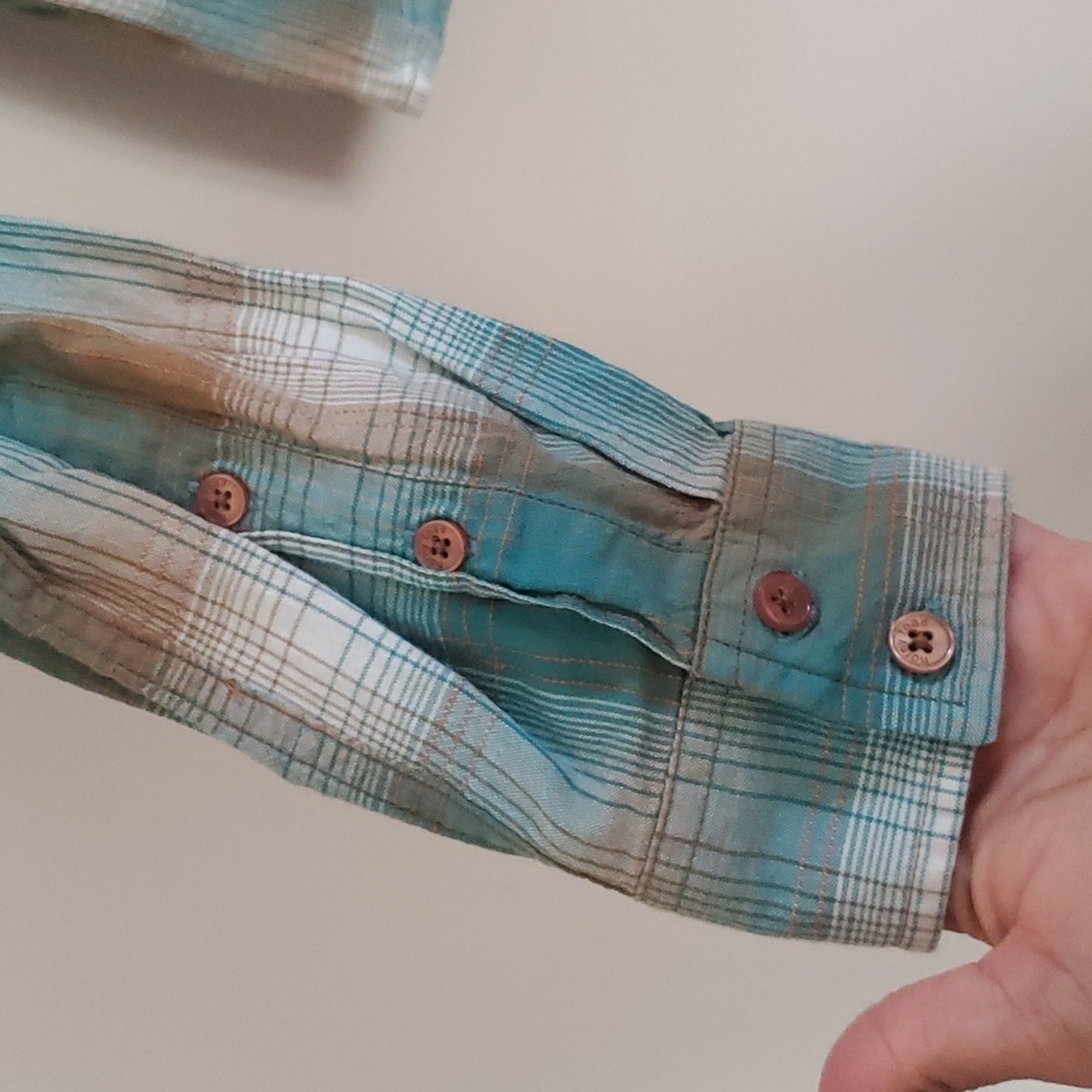 Horny Toad Open Air LS Plaid Long Sleeve Button Up Organic Cotton Shirt M - Picture 4 of 10